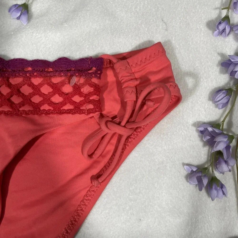 NEW Becca Loop Tie‎ Side Hipster Bikini Bottom Sunrise [ SZ Medium ] #3983